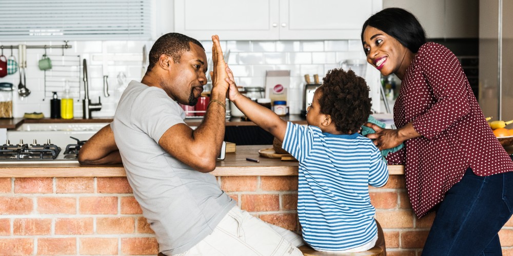 Happy family in the kitchen